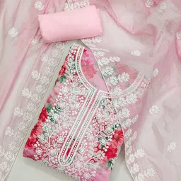 LeeliPeeri Designer Embroidered Chanderi Silk Unstitched Dress Material-image-96