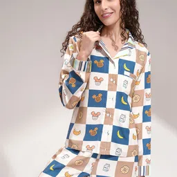 Tokyo Talkies Conversational Printed Shirt Collar Shirt With Pyjamas-picture-9