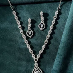 Anouk Silver Plated American Diamond Studded Jewellery Set-picture-32