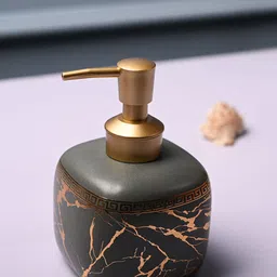 MARKET99 Grey & Gold-Toned Abstract Printed Ceramic Glossy Soap Dispenser 450 ml image 5