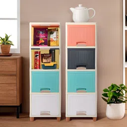 RUBOXA White & Blue 2 Pieces Textured 8 Units Foldable Drawer Organisers-20