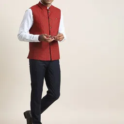 Turtle Printed Mandarin Collar Nehru Jackets image 2