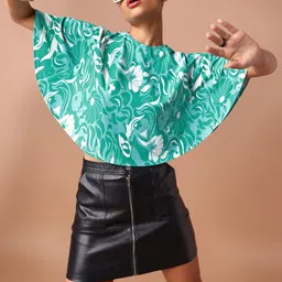 PURVAJA Floral Print Off-Shoulder Cape Sleeve Styled Back Top-picture-31