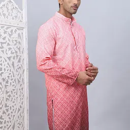 Jompers Men Geometric Thread Work Floral Kurta-picture-19