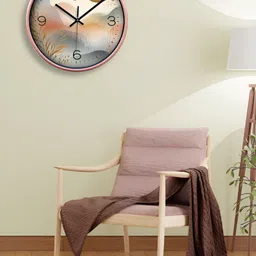 OLIVE TREE Copper-Toned & Blue Printed Contemporary Wall Clock-image-98