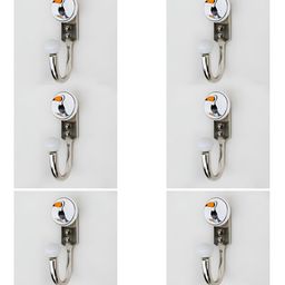 IndianShelf Silver-Toned & White 6 Pieces Duck Printed Ceramic & Zinc Wall Hooks-image-100