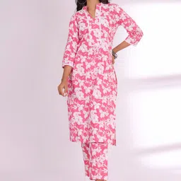 AADVIKA Women Floral Printed Pure Cotton Kurta with Trousers-image-7