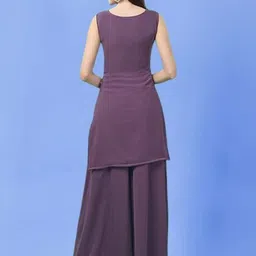 PARROT CREATION Geometric Embroidered Sequinned Georgette Kurti with Sharara And Dupatta image 4