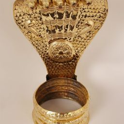 Exotic India Gold Toned Textured Brass Linga Sheath-image-5
