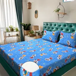 Myntra Elegant Homes Cartoon Characters Printed 400 TC King Bedsheet with 2 Pillow Covers-picture-6