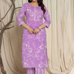 FLAVIA CREATION Women Floral Printed Regular Pure Cotton Kurta Set-picture-38