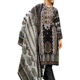 DRAVINAM Trends Floral Embroidered Thread Work Pure Cotton Unstitched Dress Material-picture-23