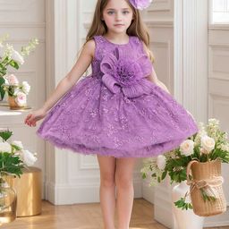 Lagorii Embellished Net Fit & Flare Dress-69