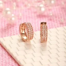 Jazz and Sizzle Rose Gold Plated American Diamond Hoop Earrings-20