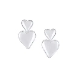Mahi Rhodium-Plated Heart Shaped Drop Earrings-picture-13
