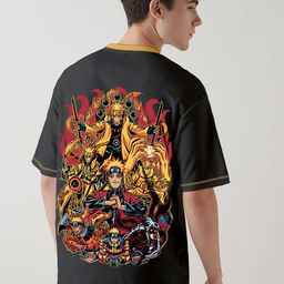 Crazymonk Oversized Naruto Evolution Graphic Printed Cotton T-Shirt-image-45