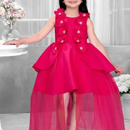Lagorii Girls Lagorii Bow Embellishment With Stone Work Frock Fit-Flare Dress-48
