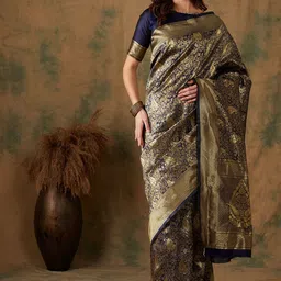 SHADOW & SAINING Ethnic Motifs Zari Banarasi Saree-image-80