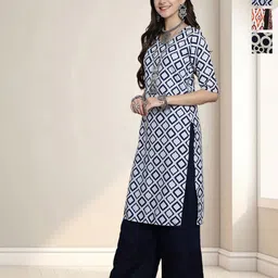 HERE&NOW Women Pack Of 3 Ethnic Motifs Printed Crepe Straight Knee Length Kurta-image-34