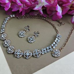 VATSALYA creation Alloy Gold- plated White Jewellery Set-picture-6