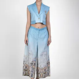 KOVET Printed Crop Casual Blazer-23