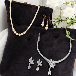 ANIKAS CREATION Pack Of 2 Gold-Plated Cubic Zirconia-Studded Jewellery Set-44