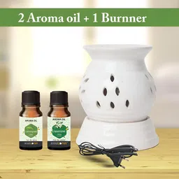 PEEPALCOMM White 3 Pieces Electric Diffuser With Lemongrass & Jasmine Oils - 10ml Each-51
