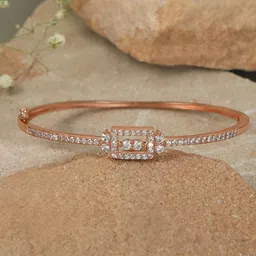 House of Pataudi Rose Gold Plated American Diamonds Studded Kada Bracelet-38