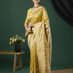 HI FI NX Ethnic Motifs Zari Pure Linen Saree-image-21