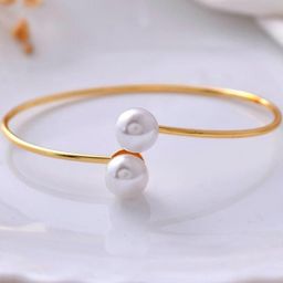 DressBerry Stainless Steel Gold Plated Pearls Beaded Cuff Bracelet-38
