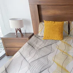 HARYANA HOOPS Grey & Mustard Geometric 220 TC Queen Bedsheet with 2 Pillow Covers-image-29