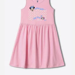 YK Girls Graphic Print Minnie Mouse Fit & Flare Dress-image-28
