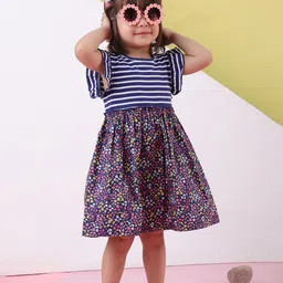 Beebay Girls Floral Printed Cotton Fit & Flare Dress-image-7
