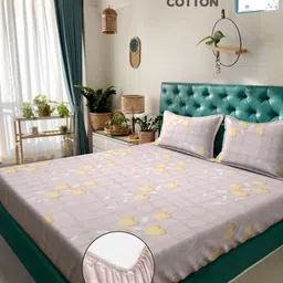 Myntra Elegant Homes Pink & White Floral 400 TC King Bedsheet with 2 Pillow Covers-picture-29