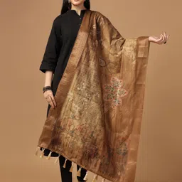 Kaizen TEXO FAB Floral Printed Thread Work Cotton Dupatta-86