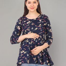 Zuvino Floral Print Peplum Longline Top-image-100
