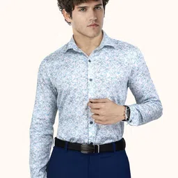 ROUGHELLS Floral Printed Spread Collar Slim Fit Cotton Formal Shirt-picture-2