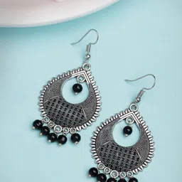 Anouk German Silver Plated Earrings Artificial Beaded Teardrop Shaped Drop Earrings-57