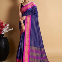 Suha Checked Zari Pure Silk Uppada Saree-picture-5
