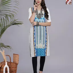 HERE&NOW Women Ethnic Motifs Printed Crepe Kurta-image-98