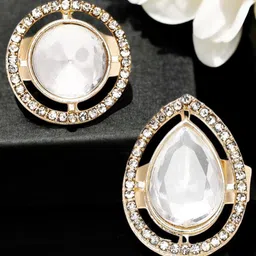OOMPH Set Of 2 Gold-Plated Kundan-Studded Finger Ring-96