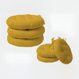 SKANDA FAB Mustard Yellow 6 Pieces Round Shaped Pure Cotton Chair Pads-image-76