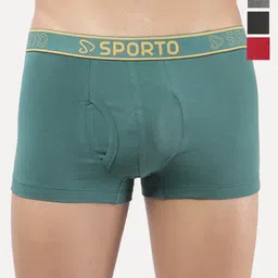 Sporto by Macho Pack Of 4 Combed Cotton Short Trunks-picture-44