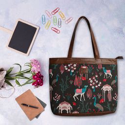 Happening Hippo Floral Printed Shopper Shoulder Bag with Tasselled-37