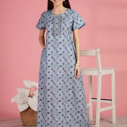 9shines Label Printed Maxi Nightdress-image-95