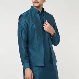 RNG Safawala Men Regular Thread Work Dupion Silk Kurta with Trousers image 2