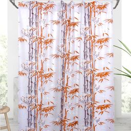 Kuber Industries Orange & White PrintedShower Curtains-84