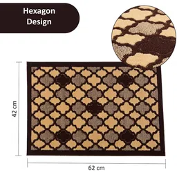 Kuber Industries 2-Pcs Brown & Beige Hexagon Rectangular Anti-Skid Doormats image 5