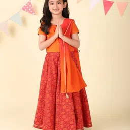 Fabindia Girls Ready to Wear Lehenga & Blouse With Dupatta-picture-52