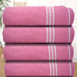 Aura Pink & White 4 Cotton 400 GSM Bath Towel-image-62